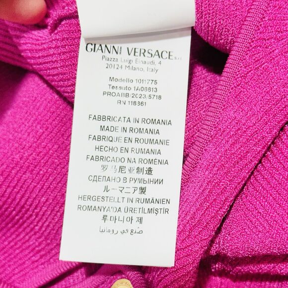NWT Versace Mini Tank Dress IT 42 US 6 Medusa Knit Stretch Pink Fuchsia $1,500 - Picture 6 of 9